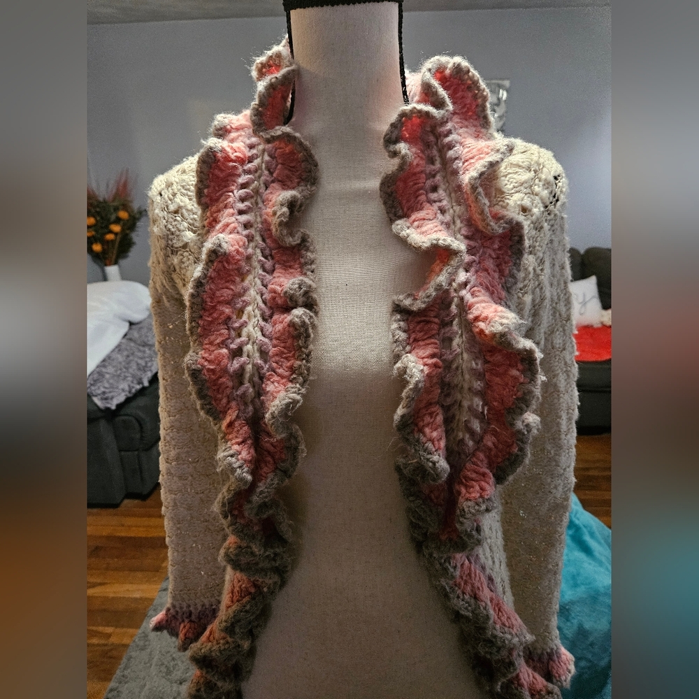 Free People Ruffled Open Front Cardigan - Picture 3 of 9